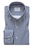 White & Navy Stripe Modern 4Flex Stretch Knit Shirt | Emanuel Berg Shirts | Sam's Tailoring Fine Men Clothing