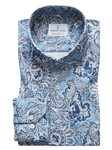 Blue & Navy Paisley Modern 4Flex Stretch Knit Shirt | Emanuel Berg Shirts | Sam's Tailoring Fine Men Clothing