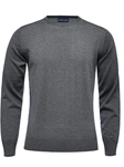 Gray Solid Light Gauge Crew Neck Knit Sweater | Emanuel Berg Sweaters Collection | Sam's Tailoring Fine Men's Clothing