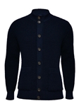 Navy Solid Buttons & Zipper Premium Cardigan | Emanuel Berg Cardigans Collection | Sam's Tailoring Fine Men Clothing