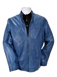 Denim Modern Fit Sport Men's Leather Jacket | Marcello Sport Outerwear Collection | Sam's Tailoring Fine Men's Clothing