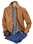 Camel Antiqued Leather Shirt Men's Jacket | Marcello Sport Outerwear Collection | Sam's Tailoring Fine Men's Clothing