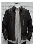 Black Roadster Men's Sport Leather Jacket | Marcello Sport Outerwear Collection | Sam's Tailoring Fine Men's Clothing