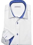White Cotton Sateen Contrast Stitch Men Shirt | Marcello Sport Shirts Collection | Sam's Tailoring Fine Men's Clothing