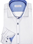 White Tonal Diamond Long Sleeve Men Shirt | Marcello Sport Shirts Collection | Sam's Tailoring Fine Men's Clothing