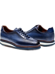 Deep Blue Calf Leather Men's Carrera Sneaker | Jose Real Lace Up Shoes Collection | Sam's Tailoring Fine Men's Clothing