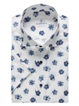 Blue & White Clover Poplin Short Sleeves Sport Shirt | Emanuel Berg Shirts | Sam's Tailoring Fine Men Clothing