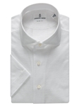 White Two Tone Luxe Stretch Jersey Polo Shirt | Emanuel Berg Shirts | Sam's Tailoring Fine Men Clothing