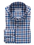 Blue, Navy & White Modern 4Flex Stretch Knit Shirt | Emanuel Berg Shirts Collection | Sam's Tailoring Fine Men Clothing