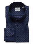 Navy Sartorial Summer Textured Crinkle Hybrid Shirt | Emanuel Berg Shirts Collection | Sam's Tailoring Fine Men Clothing