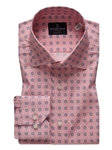 Pink, Navy & White Geometric Poplin Stretch Sport Shirt | Emanuel Berg Shirts Collection | Sam's Tailoring Fine Men Clothing