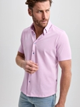 Lavender Solid Short Sleeve Men's Pique Shirt | Stone Rose Short Sleeve Shirts Collection | Sams Tailoring Fine Men Clothing