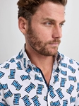White Lobster Short Sleeve Natural Print Shirt | Stone Rose Short Sleeve Shirts Collection | Sams Tailoring Fine Men Clothing