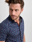 Navy Skull Natural Poplin Short Sleeve Print Shirt | Stone Rose Short Sleeve Shirts Collection | Sams Tailoring Fine Men Clothing