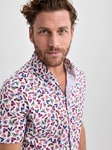 White Butterfly Natural Short Sleeve Print Men's Shirt | Stone Rose Short Sleeve Shirts Collection | Sams Tailoring Fine Men Clothing
