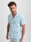 Turquoise Retro Short Sleeve Drytouch Print Shirt | Stone Rose Short Sleeve Shirts Collection | Sams Tailoring Fine Men Clothing