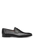 Black Textured Deerskin Penny Rubber Sole Loafer | Mezlan Men's Slip On Shoes | Sam's Tailoring Fine Men's Clothinga