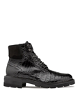 Black Rugged Crocodile Lace Hi Top Men's Boot | Mezlan Men's Boots | Sam's Tailoring Fine Men's Clothing