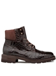 Brown Rugged Crocodile Lace Hi Top Men's Boot | Mezlan Men's Boots | Sam's Tailoring Fine Men's Clothing