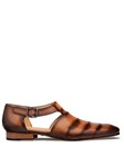 Tan Hand-Stained Patina Calfskin Fisherman Dress Sandal | Mezlan Casual Shoes | Sam's Tailoring Fine Men's Clothing