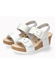 White Leather Smooth Women Cork Wedge Heel Sandal | Mephisto Women Cork Sandals | Sam's Tailoring Fine Women's Shoes
