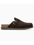 Dark Brown Sandvel Buckle Fastener Women's Sandal | Mephisto Women Cork Sandals | Sam's Tailoring Fine Women's Shoes
