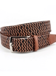 Tan/Navy Italian Braided Stretch Leather Cording Belt | Torino Leather Belts Collection | Sam's Tailoring Fine Men's Clothing