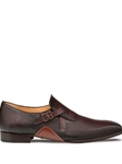 Burgundy/Chocolate Aceto Deer/Leather Strap Slip On | Mezlan Monk Straps Shoes | Sam's Tailoring Fine Men's Clothing