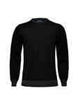 Black Light Guage Crew Neck Men's Sweater | Emanuel Berg Sweaters Collection | Sam's Tailoring Fine Men Clothing