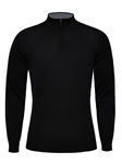 Black Light Guage Highneck Zipper Men's Sweater | Emanuel Berg Sweaters Collection | Sam's Tailoring Fine Men Clothing