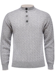 Silver Premium Highneck Cable With Buttons Sweater | Emanuel Berg Sweaters Collection | Sam's Tailoring Fine Men Clothing