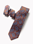 Orange & Blue Silk Paisley Pattern Men Tie | Gitman Bros. Ties Collection | Sam's Tailoring Fine Men Clothing