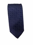 Navy On Navy With White Geometric Print XL Tie | Santostefano XL Ties | Sam's Tailoring Fine Men's Clothing