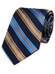 Navy Woven Stripe Men's Silk Tie | Gitman Bros. Ties Collection | Sam's Tailoring Fine Men Clothing