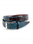 Brown/Blue Faux Crocodile Embossed Calfskin Belt | Torino Leather Belts Collection | Sam's Tailoring Fine Men's Clothing