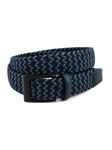 Navy/Blue Italian Chevron Braided Stretch Cotton Elastic Belt | Torino Leather Belts Collection | Sam's Tailoring Fine Men's Clothing