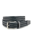 Grey Woven Italian Woven Stretch Leather Belt | Torino Leather Belts Collection | Sam's Tailoring Fine Men Clothing