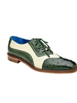 Forest/Cream Genuine Ostrich Quill Sesto Shoe | Belvedere Dress Shoes Collection | Sam's Tailoring Fine Men's Clothing