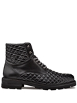 Black Dolfi Quilted Leather Alpine Men's Boot | Mezlan Boots Collection | Sam's Tailoring Fine Men's Clothing