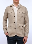Beige Solid Textured Shirt Jacket | Emanuel Berg Jackets Collection | Sam's Tailoring Fine Men Clothing