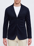 Navy Jersey Stretch D-Constructed Shirt Men's Jacket | Emanuel Berg Jackets Collection | Sam's Tailoring Fine Men Clothing