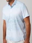 Light Blue Galactic Short Sleeve Men Shirt | Stone Rose Shirts Collection | Sam's Tailoring Fine Men Clothing