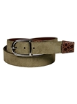Light Olive Suede Calfskin With Crocodile-Embossed Calfskin Tabs Belt | Torino Leather Cool Casual Belts Collection | Sam's Tailoring Fine Men's Clothing