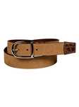 Sunset Tan Suede Calfskin With Crocodile-Embossed Calfskin Tabs Belt | Torino Leather Cool Casual Belts Collection | Sam's Tailoring Fine Men's Clothing | Torino Leather Cool Casual Belts Collection | Sam's Tailoring Fine Men's Clothing
