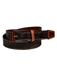 Brown Alligator Tail Embossed Calfskin Men'S Belt | Torino Leather Cool Casual Belts Collection | Sam's Tailoring Fine Men's Clothing