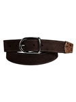 Brown Suede Calfskin Crocodile-Embossed Calfskin Tabs Belt | Torino Leather Cool Casual Belts Collection | Sam's Tailoring Fine Men's Clothing