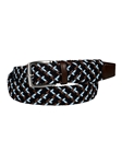 Light Blue & Black Multi Italian Woven Rayon Stretch Dark Brown Tabs Belt | Torino Leather Resort Casual Belts Collection | Sam's Tailoring Fine Men's Clothing