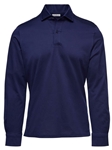 Navy Jacquard Luxe Long Sleeve Knit Men's Polo | Emanuel Berg Polos Collection | Sam's Tailoring Fine Men's Clothing