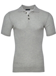Light Grey Short Sleeve Ribbed Buttons Men's Polo | Emanuel Berg Polos Collection | Sam's Tailoring Fine Men's Clothing