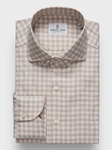Light Beige Cotton Lyocell Luxe Flannel Checked Shirt | Emanuel Berg Casual Shirts Collection | Sam's Tailoring Fine Men's Clothing